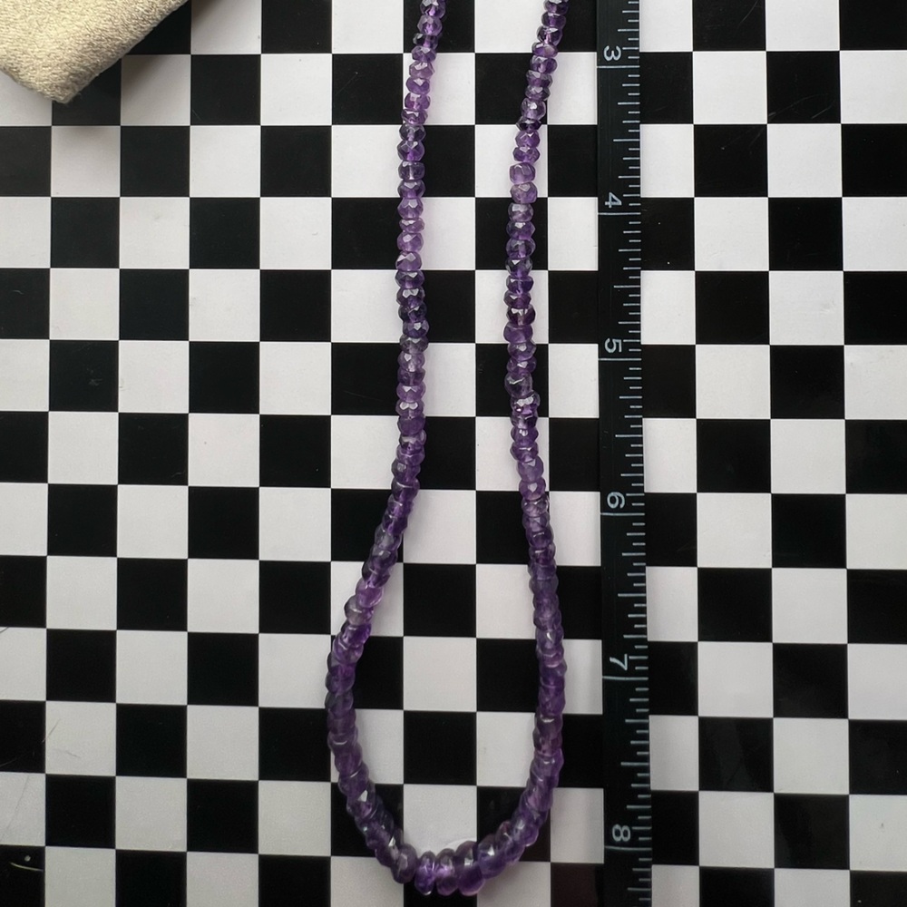 Purple Amethyst π Faceted Bead Necklace 60ctw Sterling Silver - Picture 11 of 16